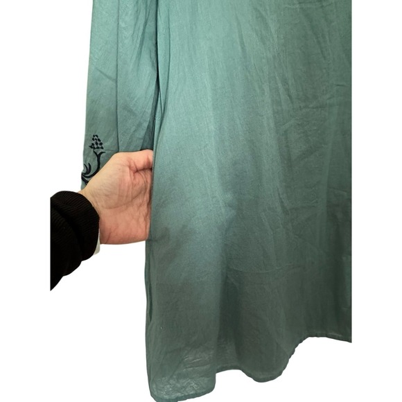 GUDRUN SJODEN Dress Women's Size Large Embroidered Green Lagenlook Boho #BB8-7 - Picture 3 of 9